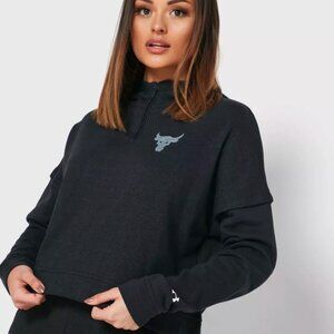 Under Armour Womens Project Rock Terry Hoodie 1351807-001 Black Size L NWT